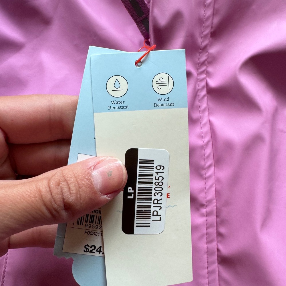 Cat & Jack Girls Pink Hooded Rain Jacket Water Resistant Reflective 5T NEW - Picture 4 of 10